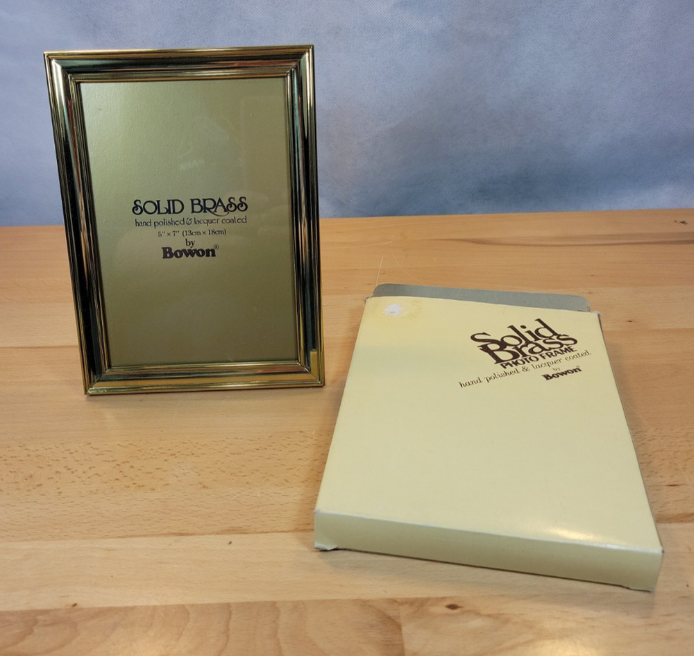 Solid Brass Picture Frame Hand Polished & Laquer Coated Rectangle 5” x 7”